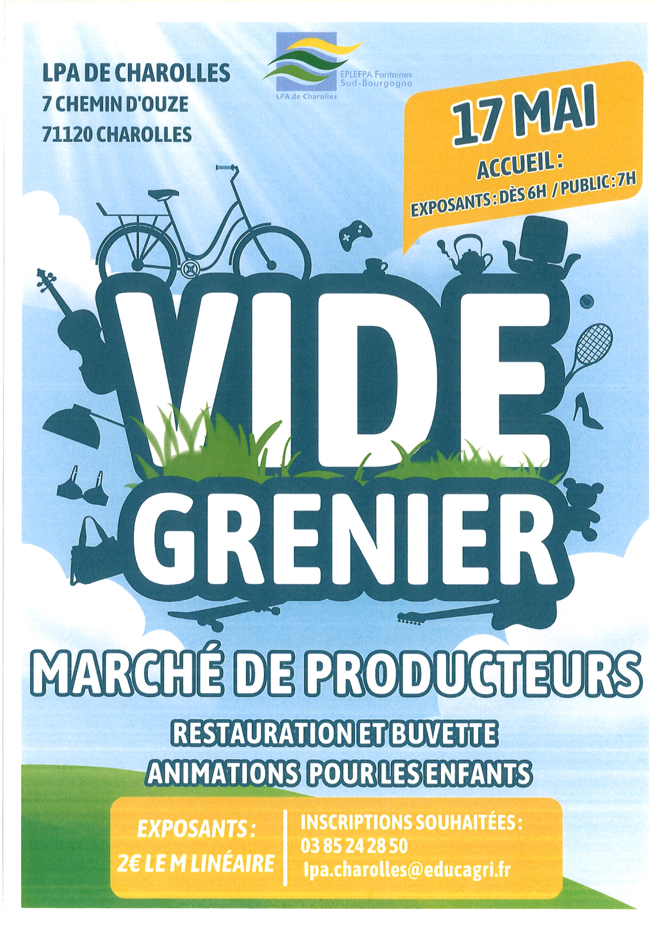 🏁 Lycée Professionnel Agricole 7 Chemin D'ouze Charolles  📅17 mai 2025 ⌚7h à 17h  🌭Restauration et buvette sur place